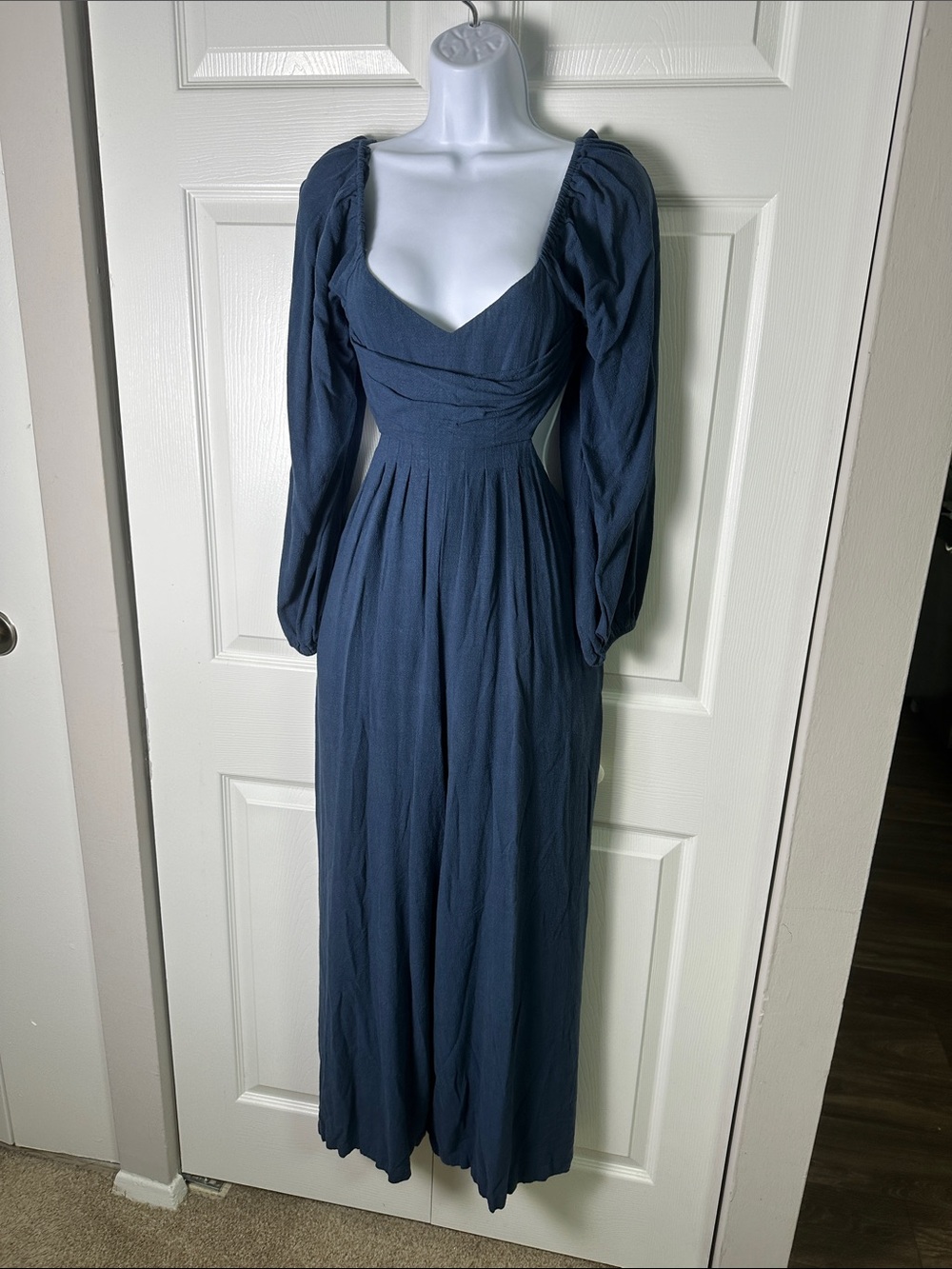 mittoshop Navy Puff-Sleeve Maxi Dress